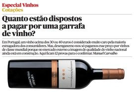 Três Bagos Grande Escolha 'Estágio Prolongado' 2005 na selecção de "Vinhos de Topo" da revista Fugas