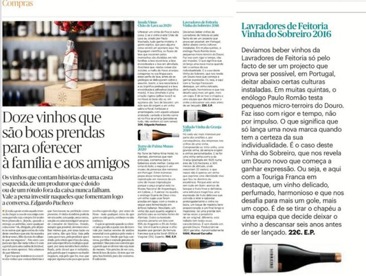 Vinha do Sobreiro 2016 in Público - "...com rigor e tempo, não por impulso."